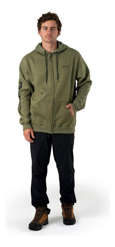 Polerón Marmot Hombre Sleeve Logo Full Musgo Verde-5