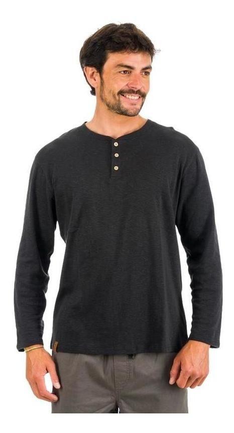 Polera Kivül Hombre Reciclada Roko Ml Negro-0