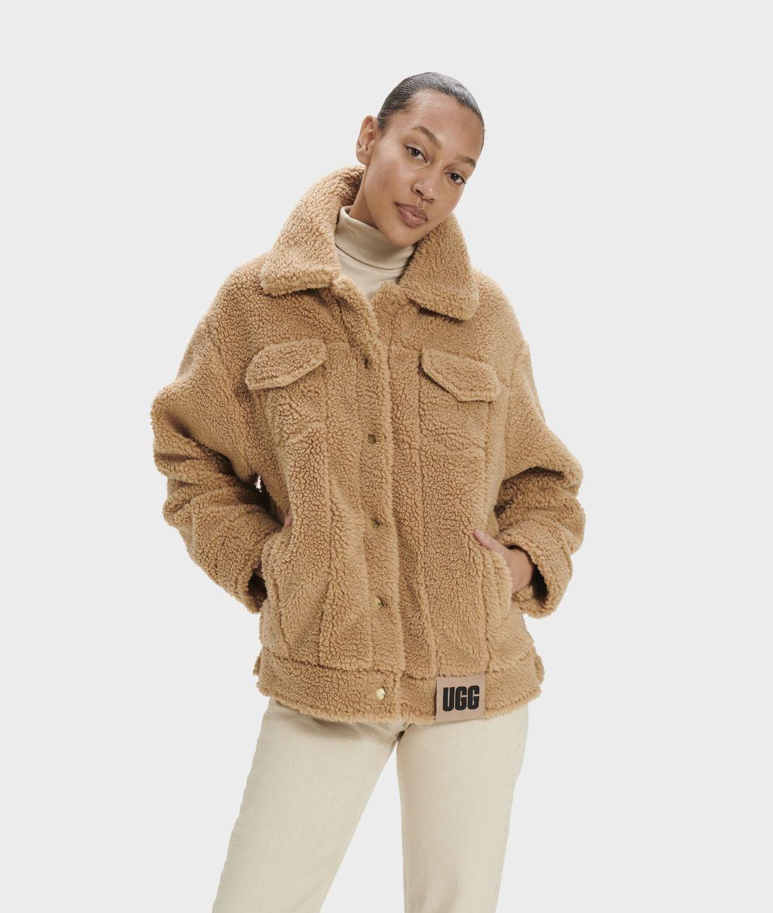 Poleron Ugg Mujer W Frankie Sherpa Trucker Jacket Café-0