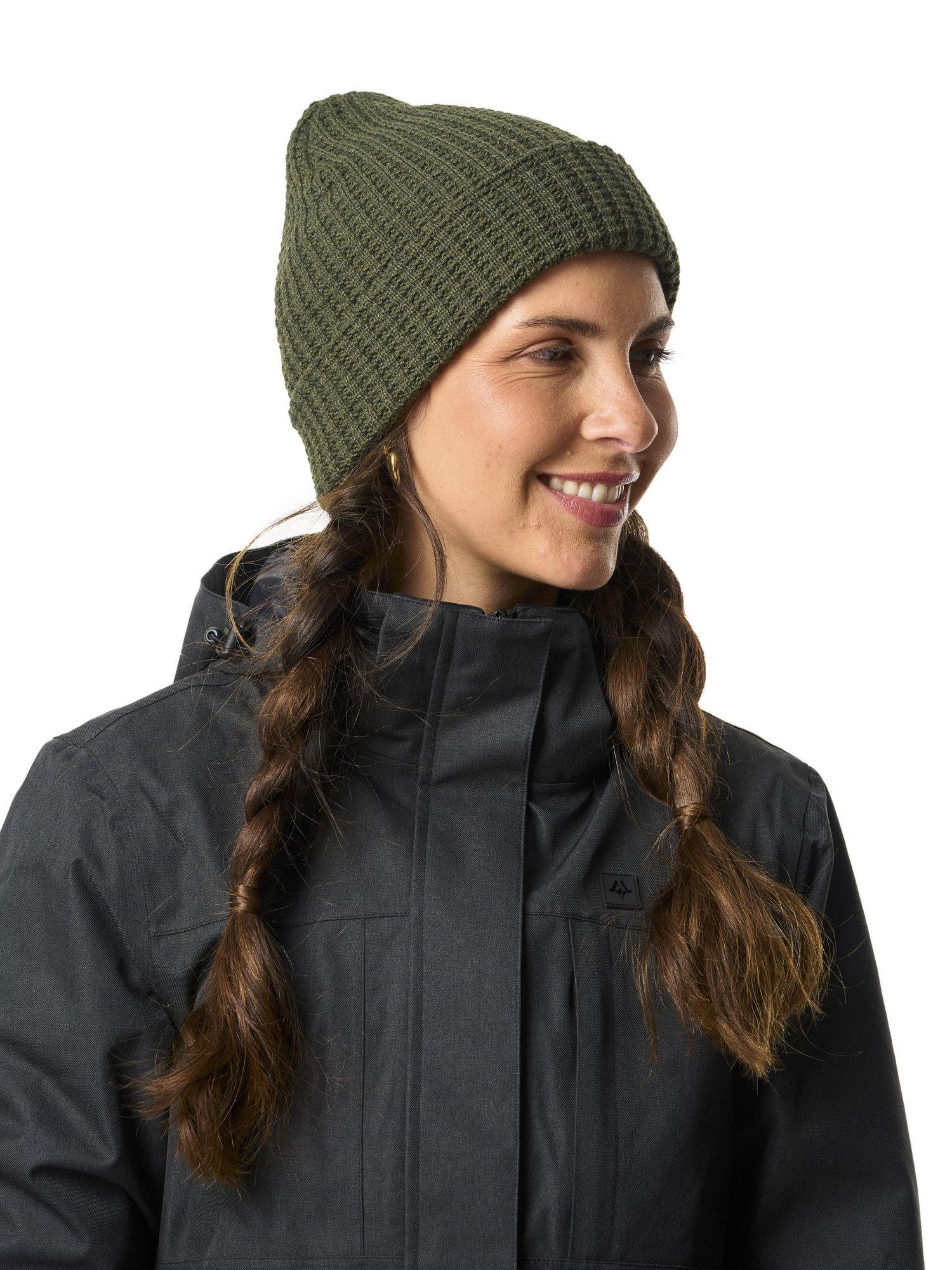 Gorro Kivul Unisex Beanie Waffle Verde con Beige-2