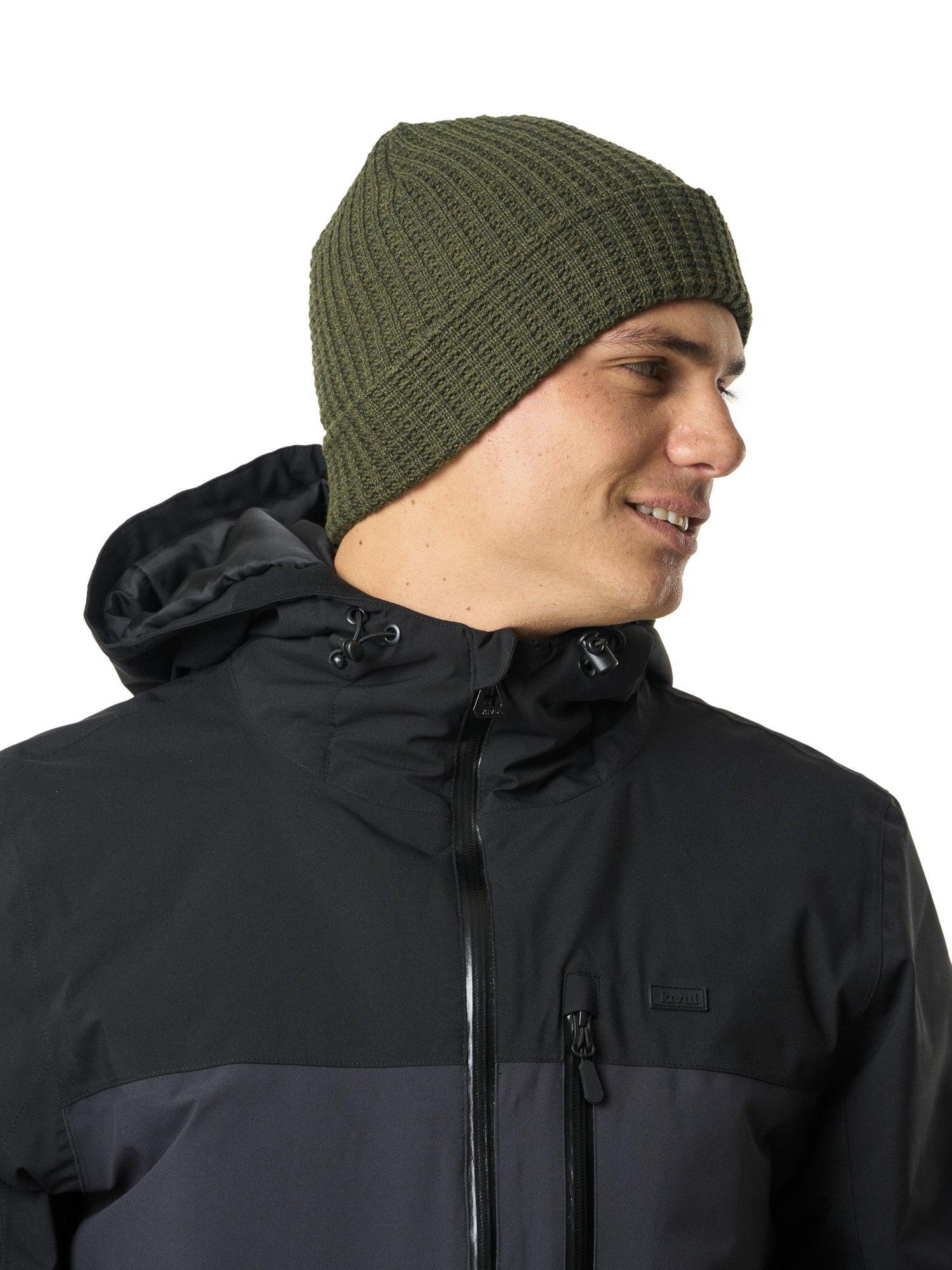 Gorro Kivul Unisex Beanie Waffle Verde con Beige-4