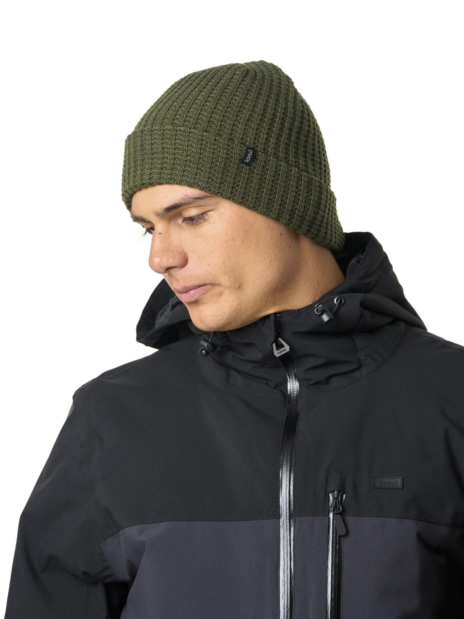Gorro Kivul Unisex Beanie Waffle Verde con Beige-5