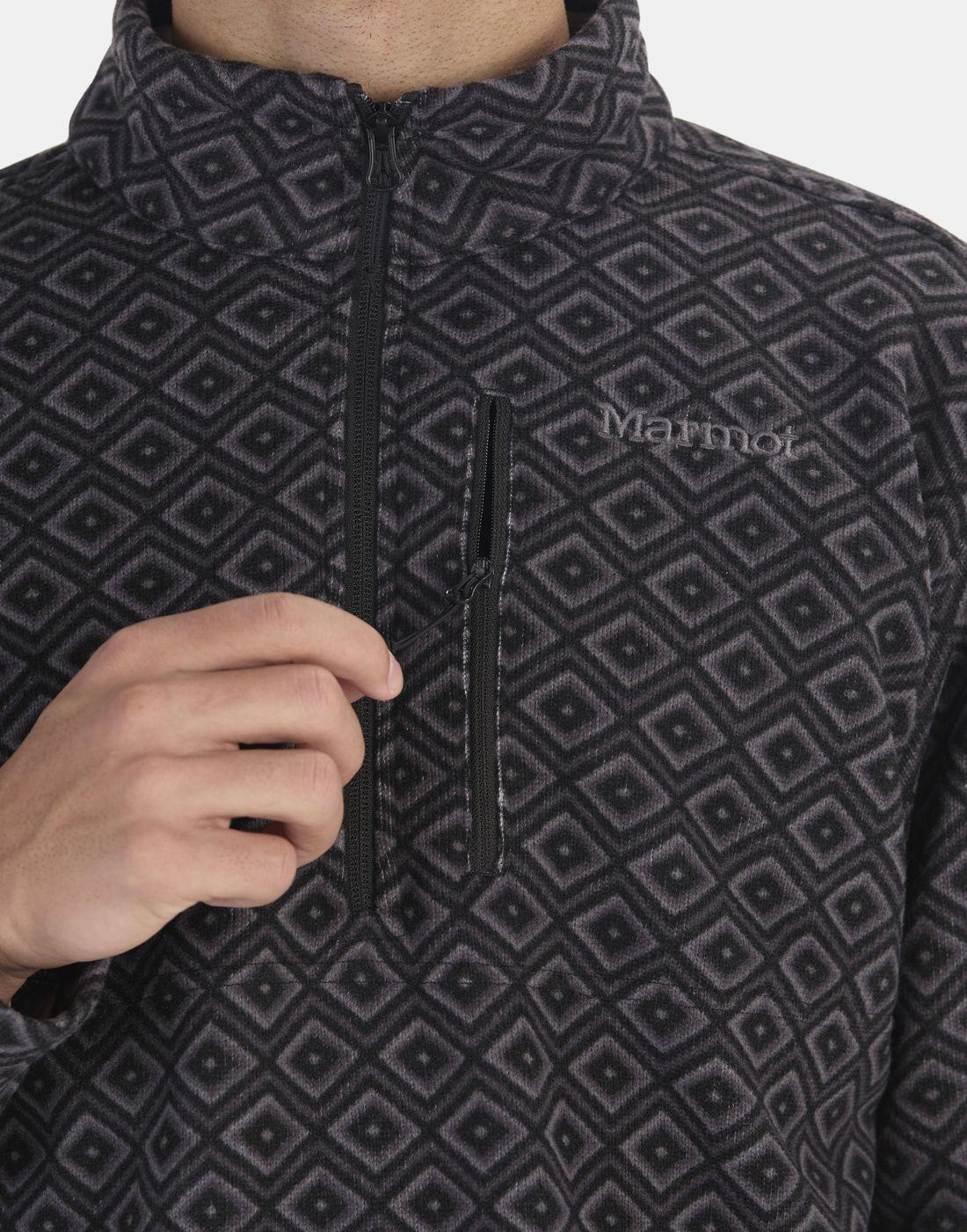 Polar Marmot Hombre Heavyweight Drop Line Printed Half Zip Negro-3