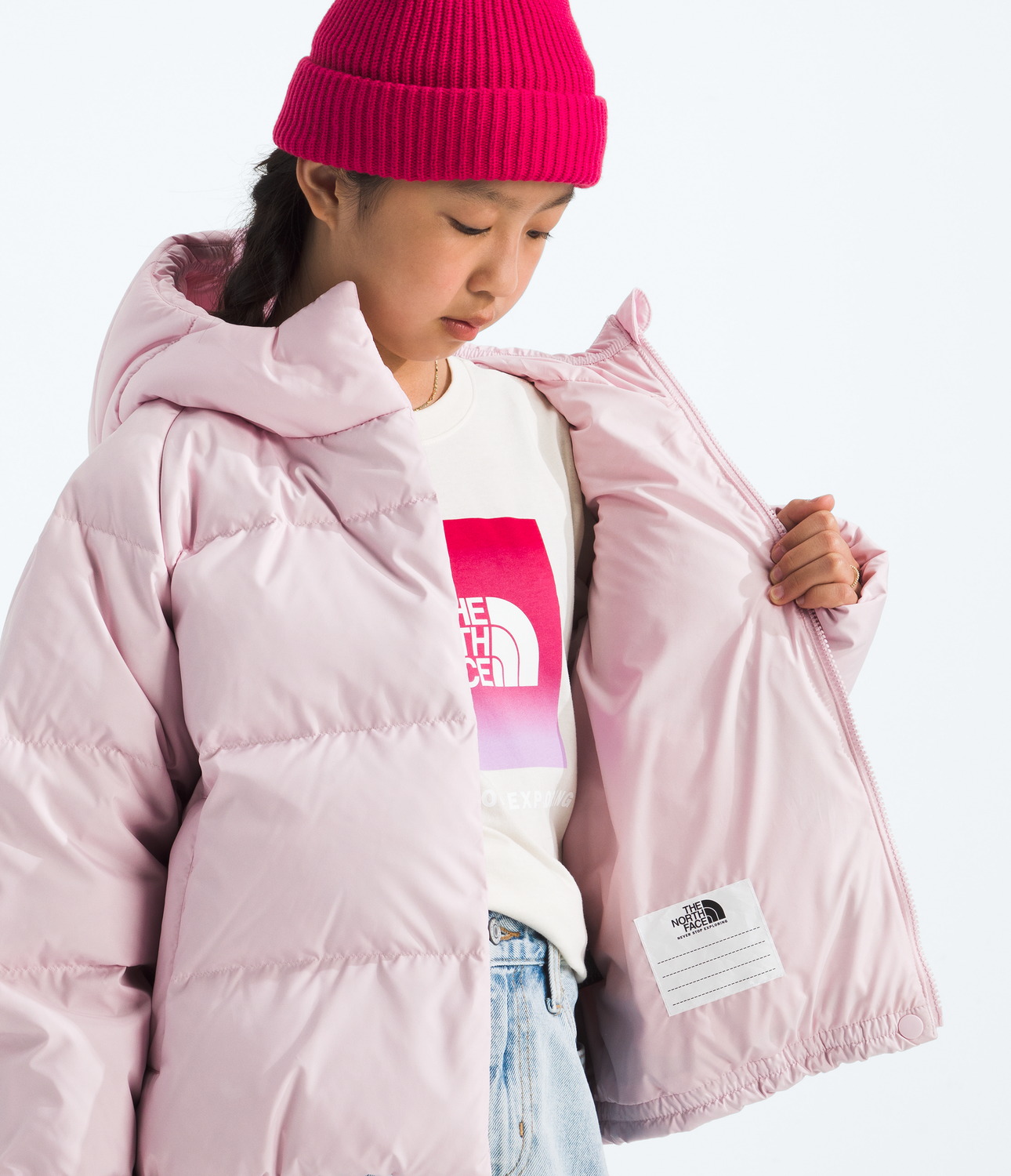 Chaqueta North Down Hooded Jacket Niña Rosado-4