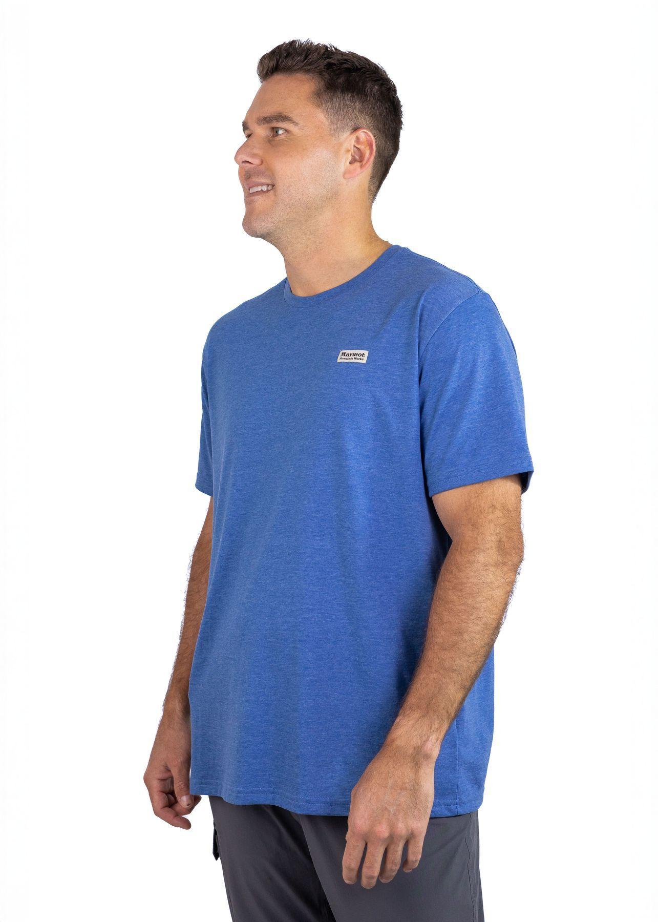 Polera Marmot Hombre Chest Vintage Label Azul V25-1