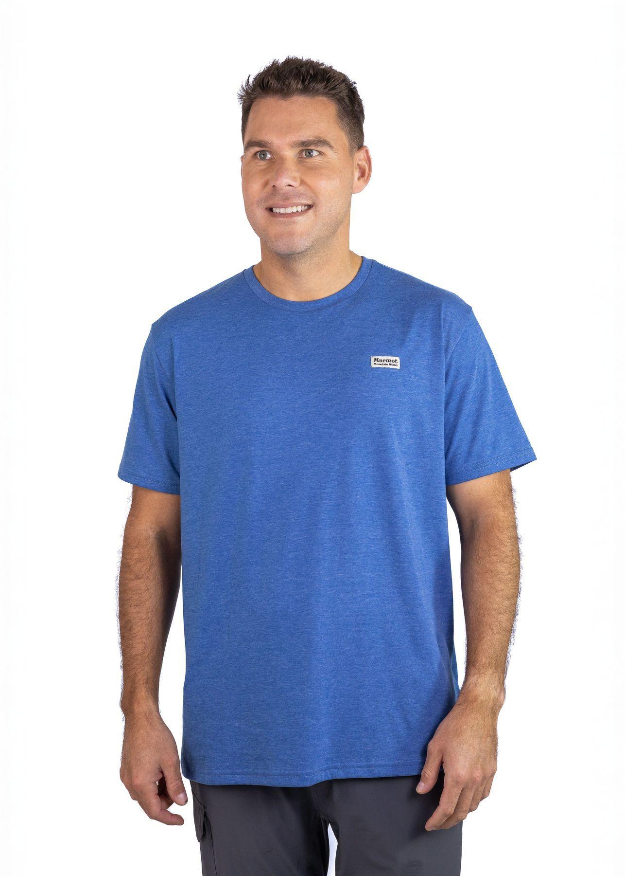 Polera Marmot Hombre Chest Vintage Label Azul V25-5