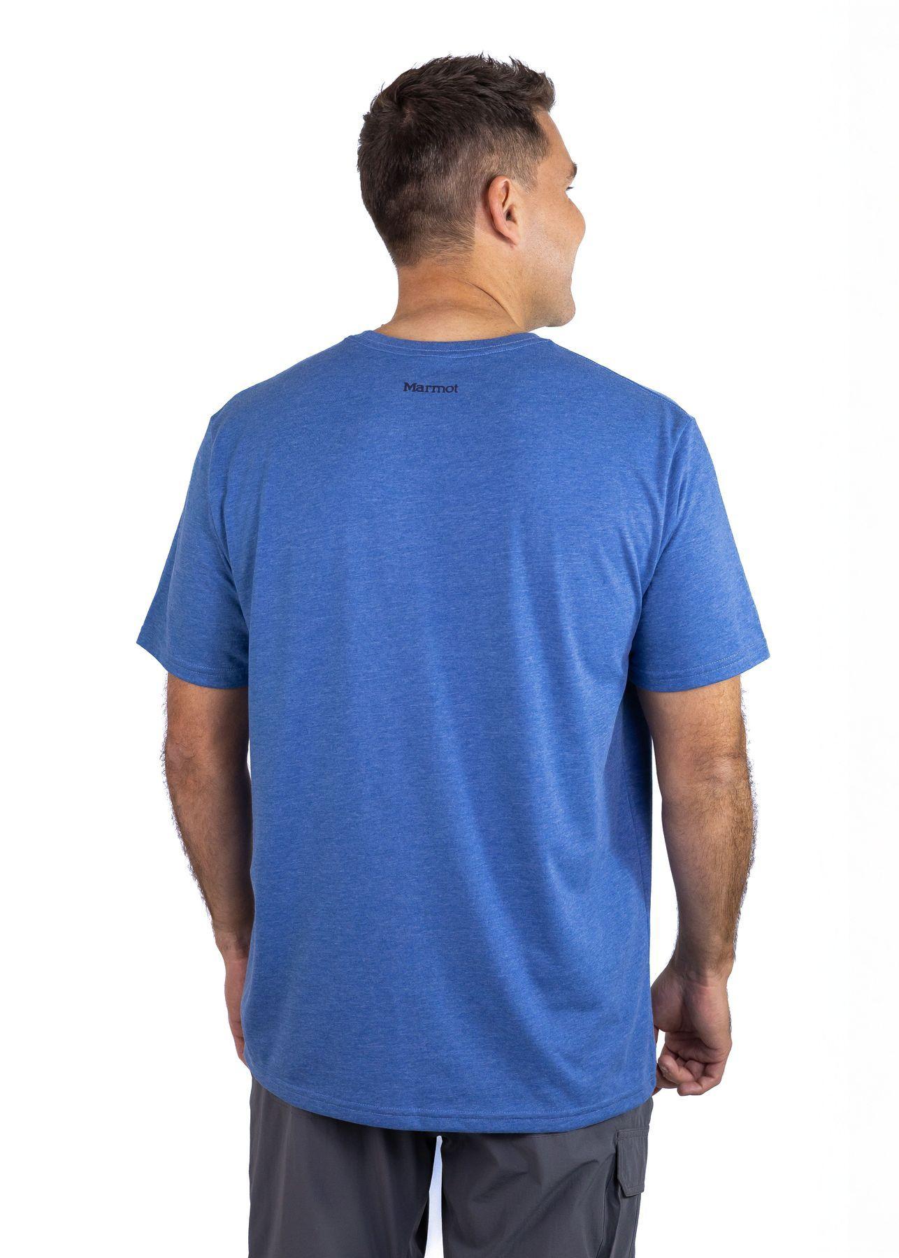 Polera Marmot Hombre Chest Vintage Label Azul V25-7