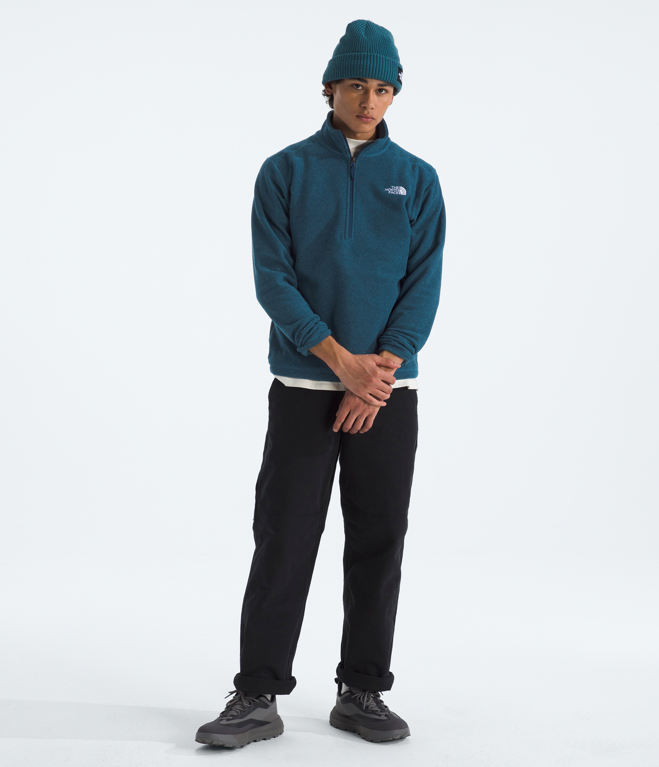 Polar Textured Cap Rock ¼ Zip Hombre Turquesa-2