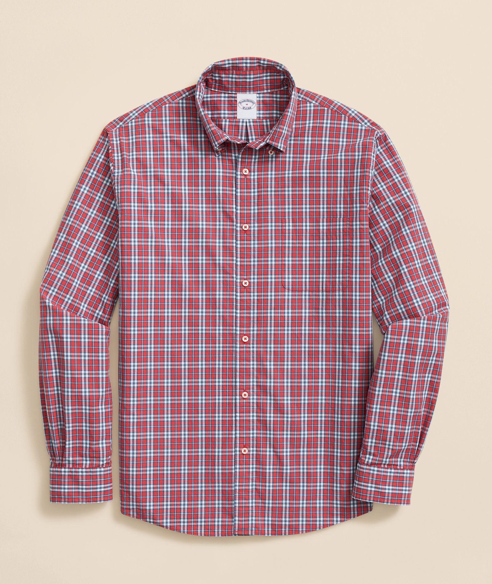 Camisa Brooks Brothers Hombre Ni Frdy Poplin Plaid Reg Rojo-0