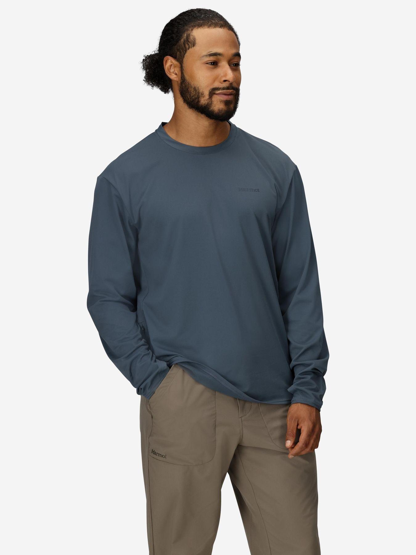 Polera Marmot Hombre Airexchange Upf 50 Crew Ls Azul-0