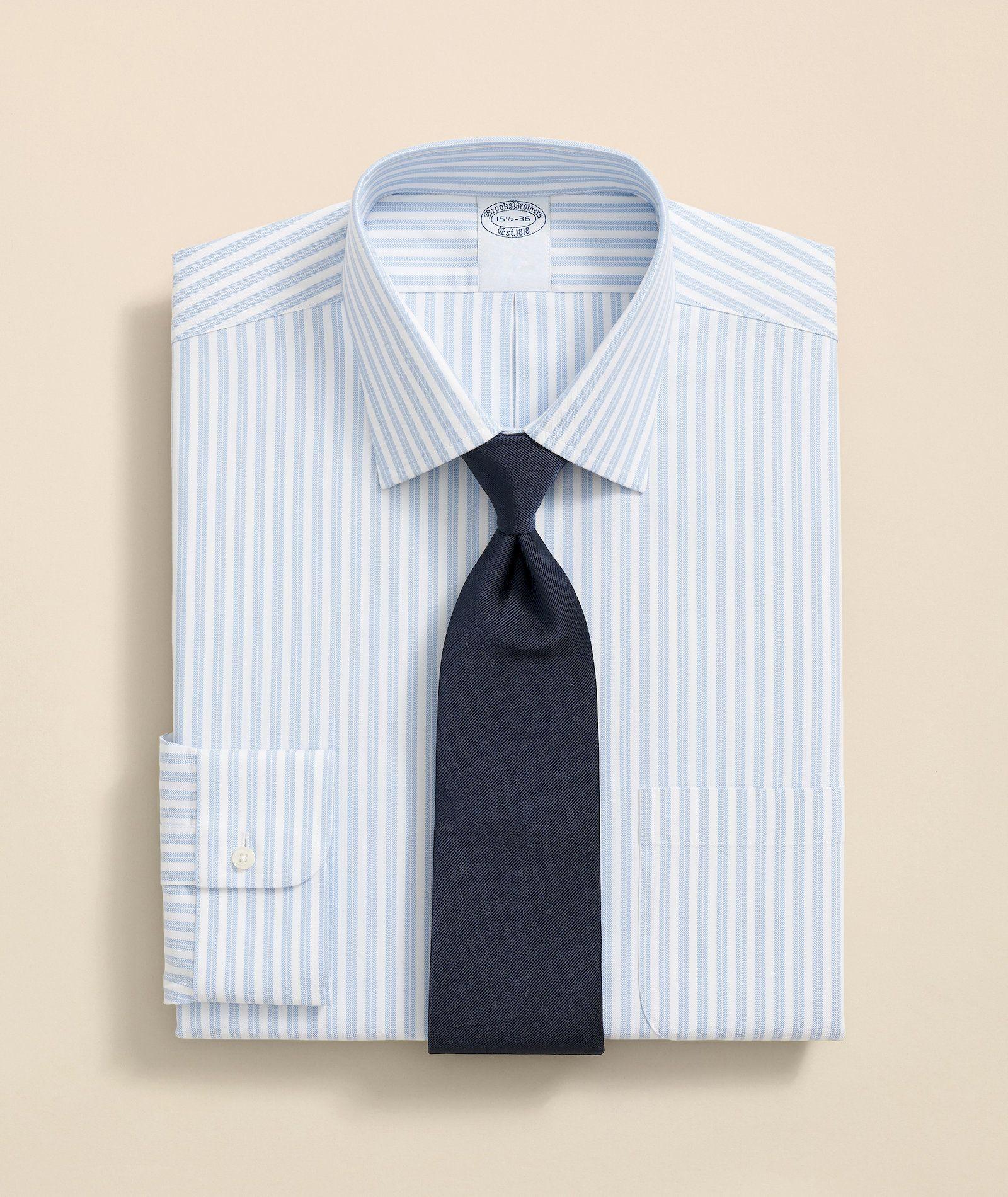 Camisa Brooks Brothers Hombre Ni Supima Stripe Ainsley Slim Celeste-0