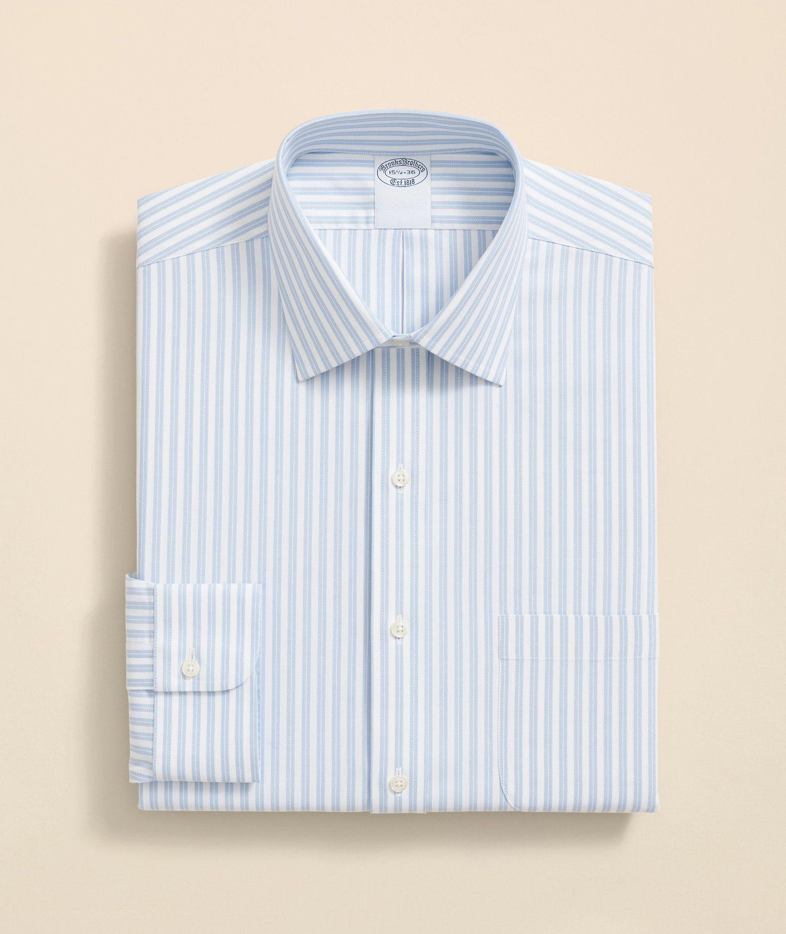 Camisa Brooks Brothers Hombre Ni Supima Stripe Ainsley Slim Celeste-2