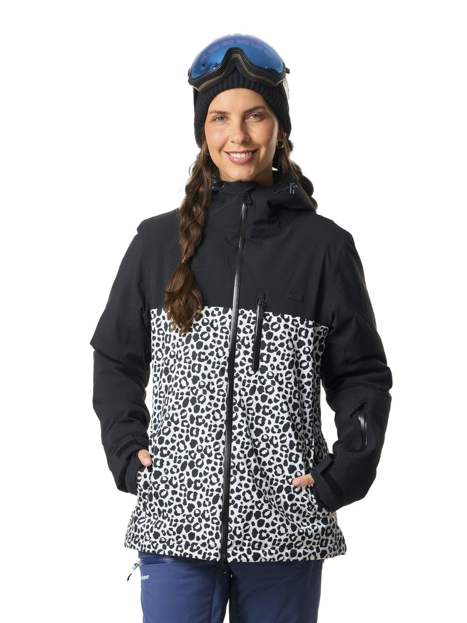 Chaqueta Kivul Mujer Koris Nieve Reciclada Negra con Print-1