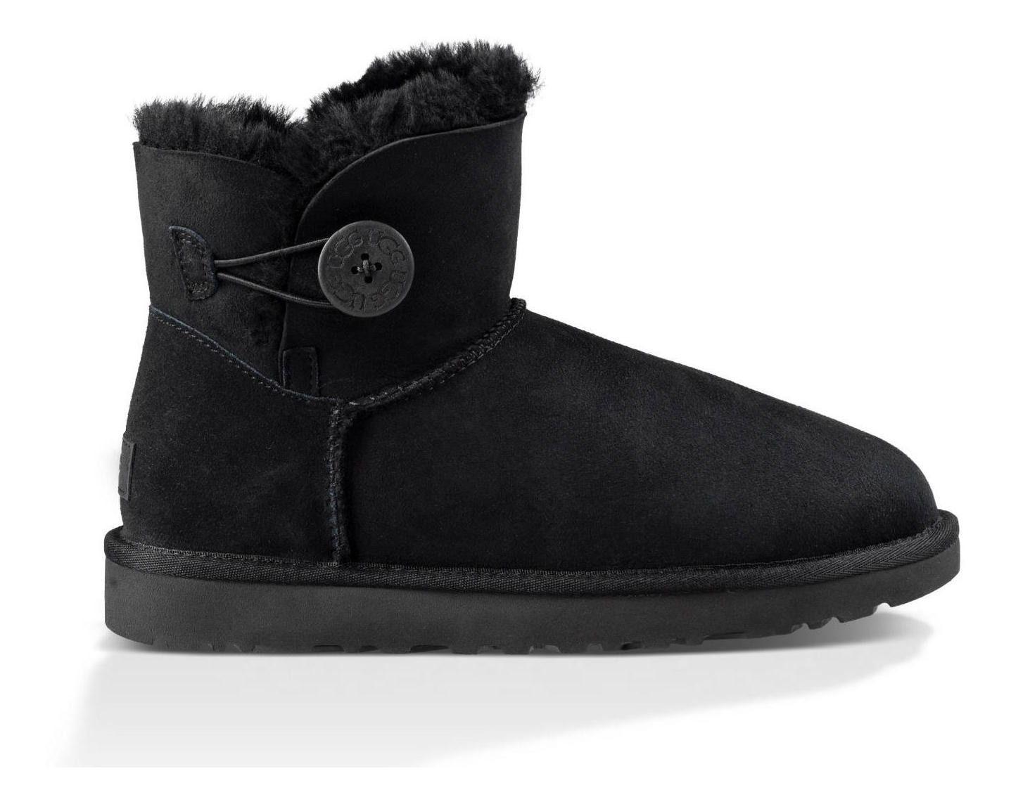 Botas UGG Mujer Mini Bailey Button Ii Negro-1
