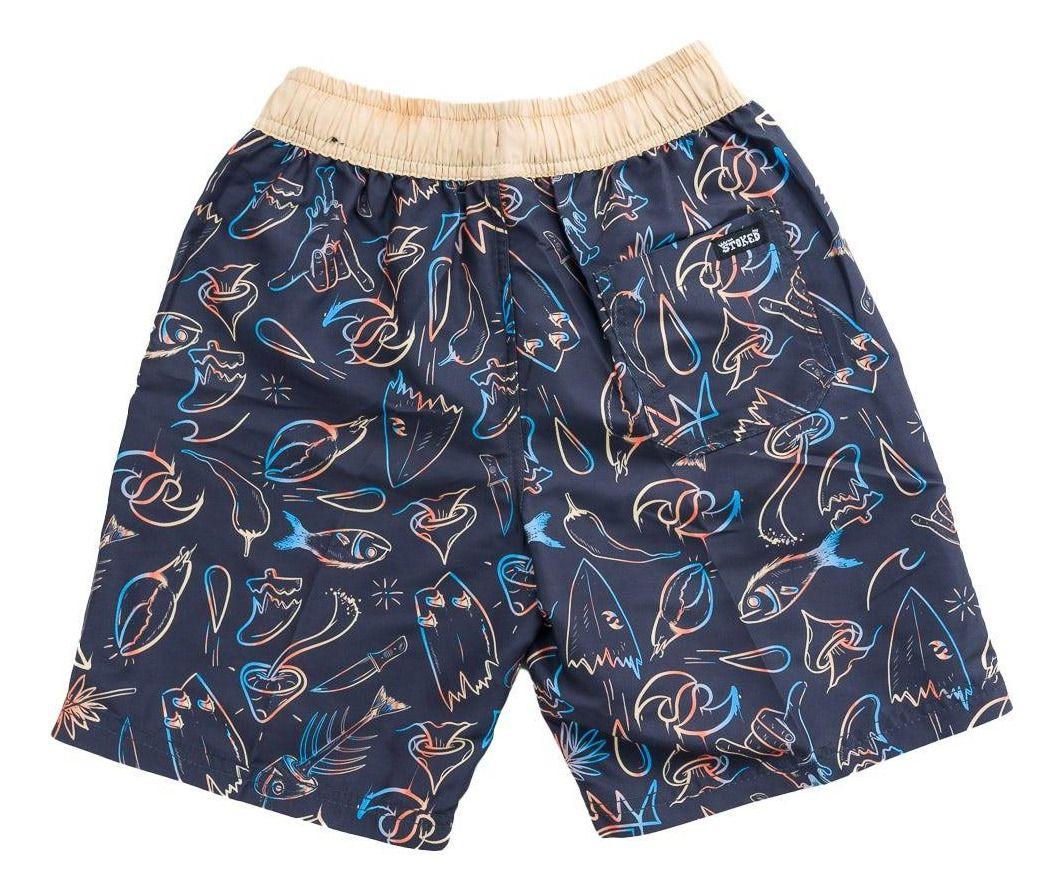 Traje Stoked Niño De Baño Malai Print Azul Marino Azul Marino-1