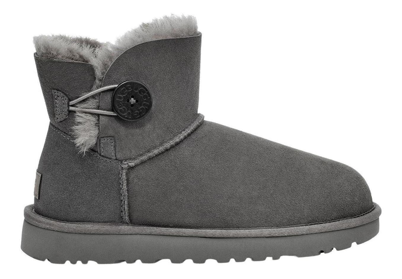 Bota UGG Mujer Mini Bailey Button Ii Gris-0