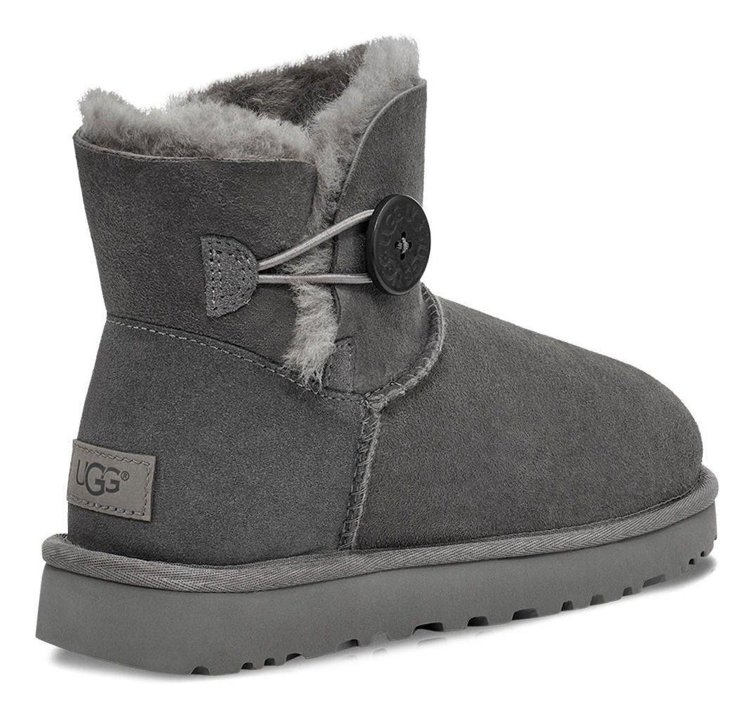 Bota UGG Mujer Mini Bailey Button Ii Gris-3