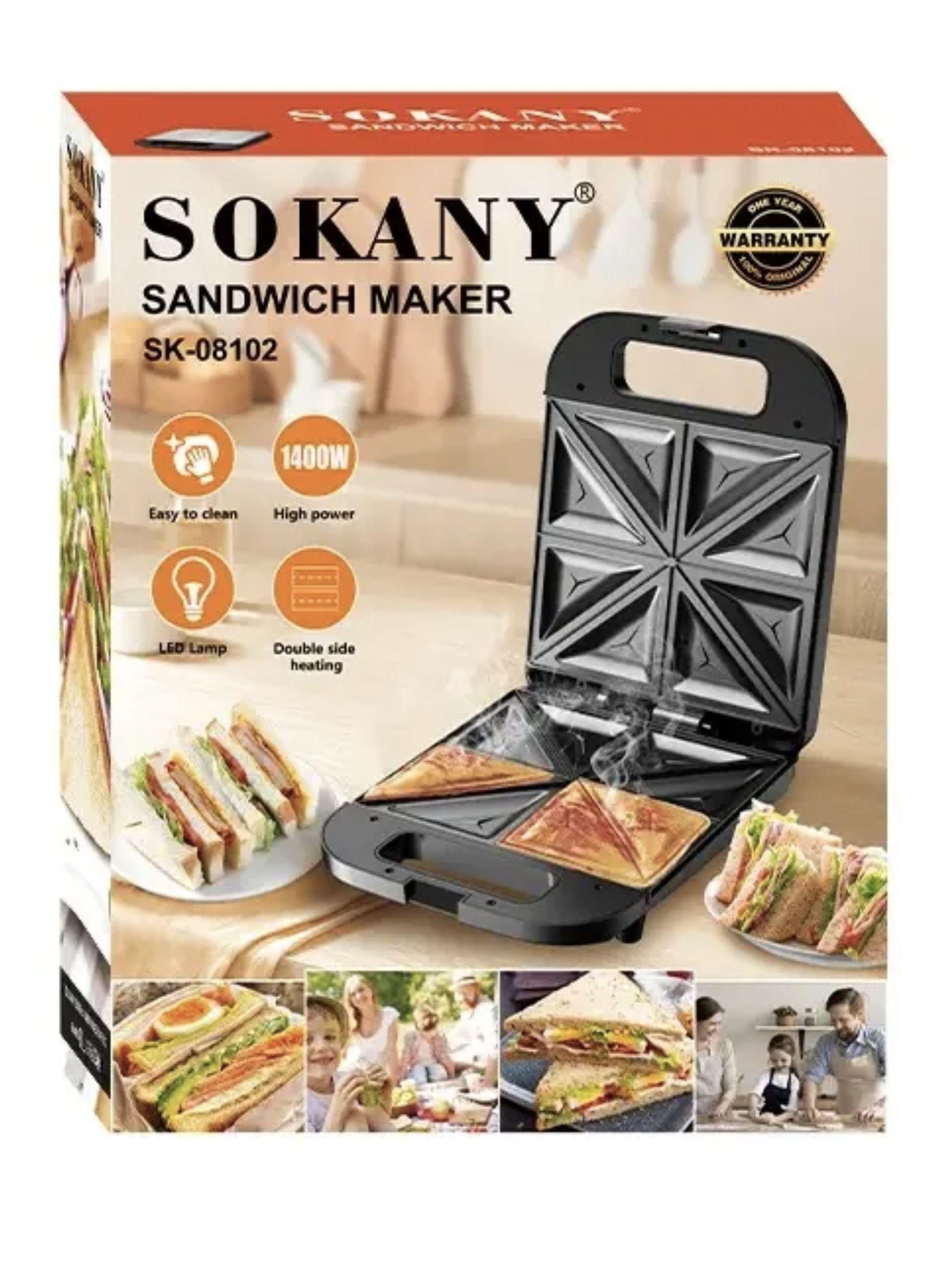 Tostadora y Sandwichera 4 Panes Sokany SK08102-2