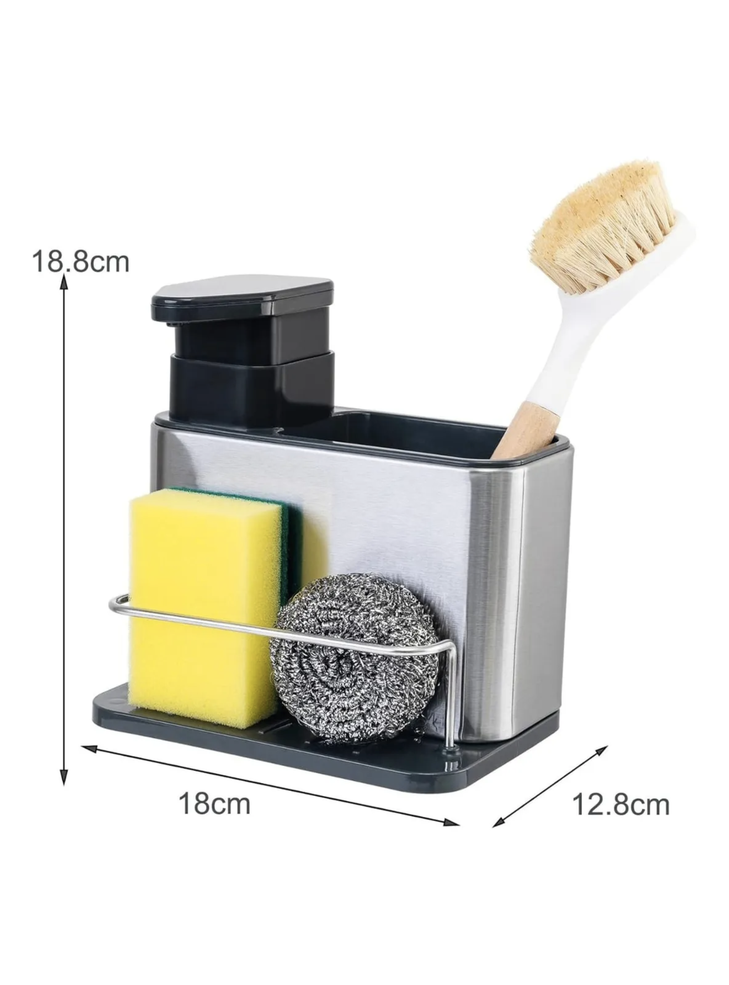 Dispensador de Lavaloza Organizador y Escurridor Plateado-3