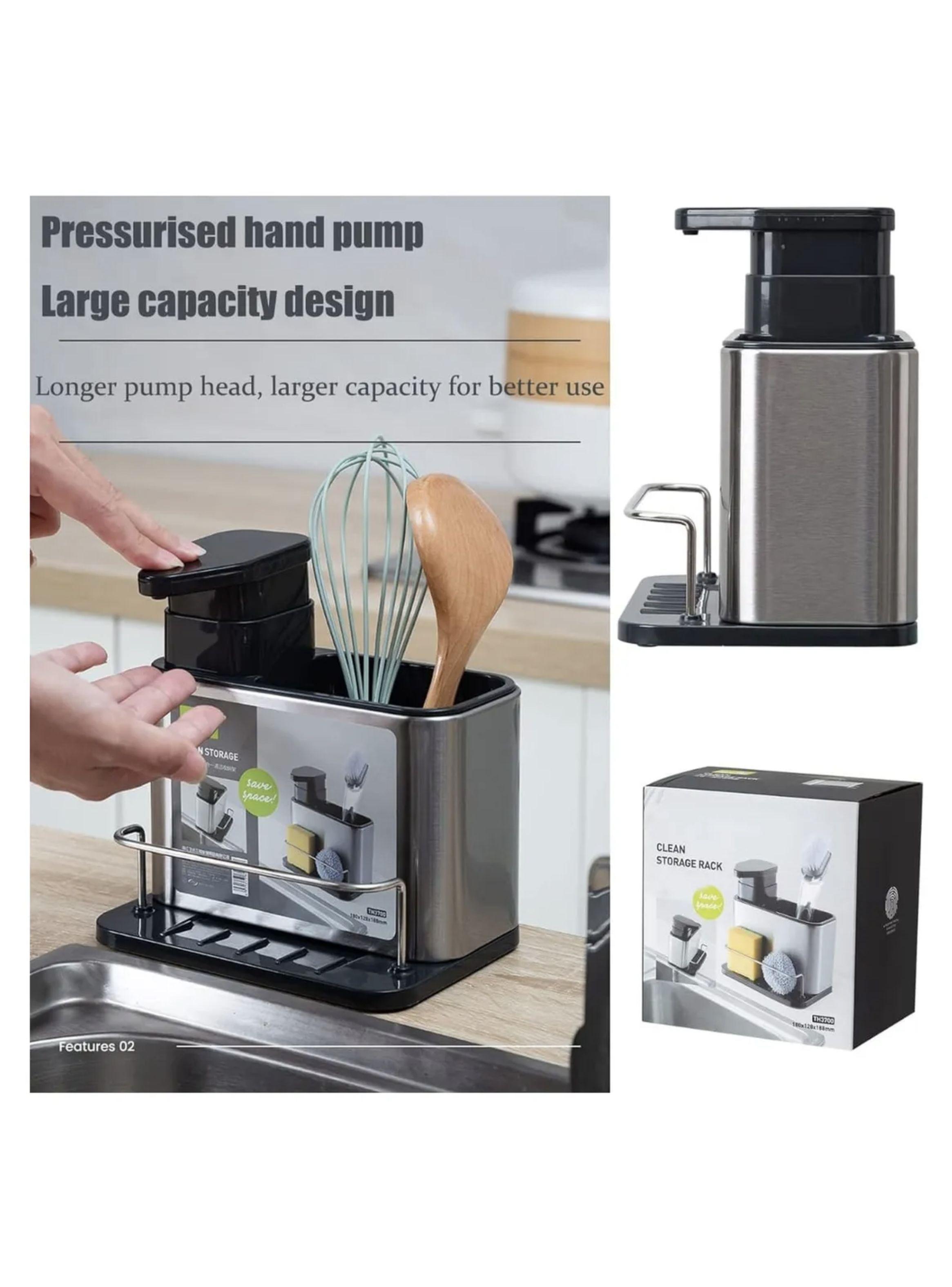 Dispensador de Lavaloza Organizador y Escurridor Plateado-4