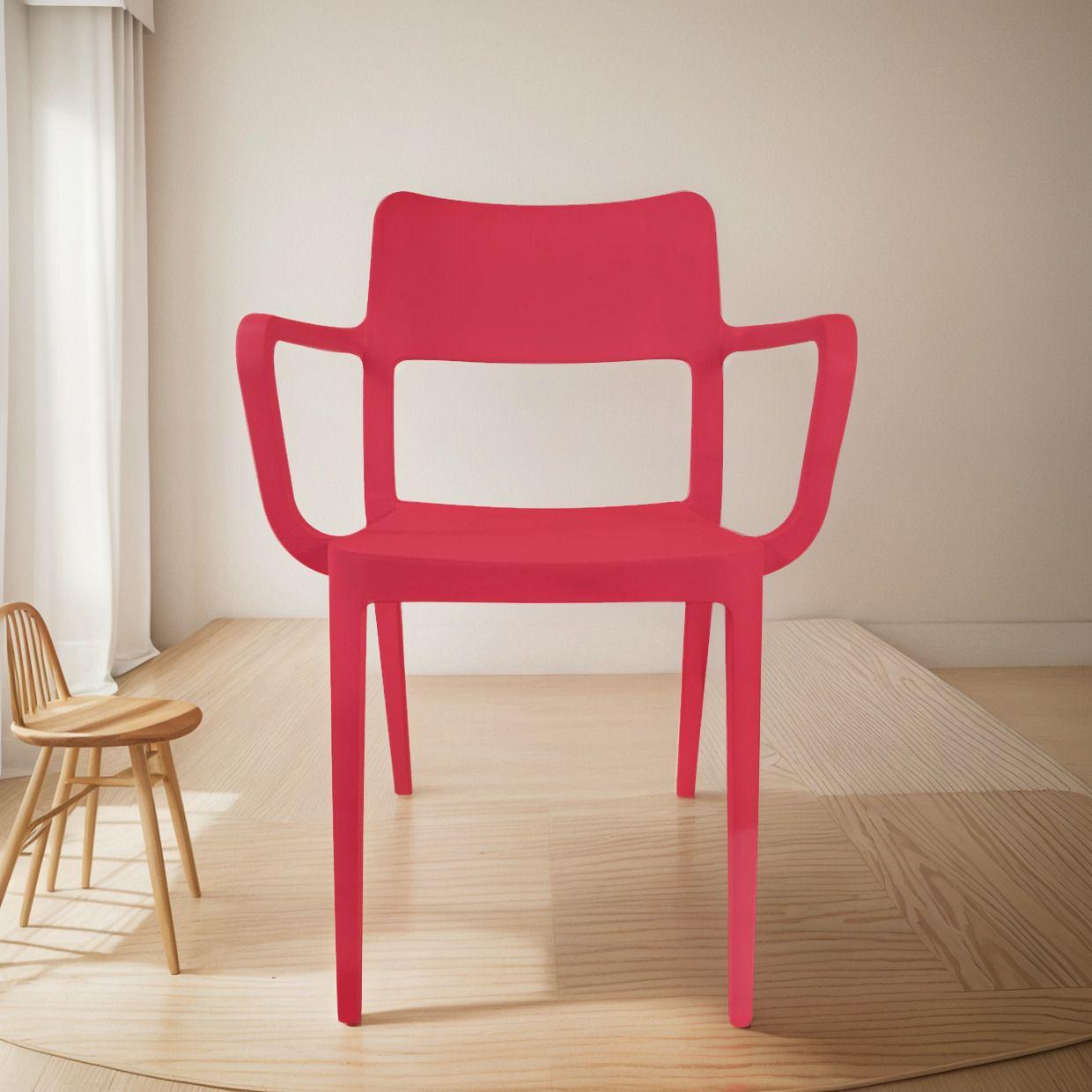 Silla Plástica Con Apoya Brazos Minimal Roja Dvp-0