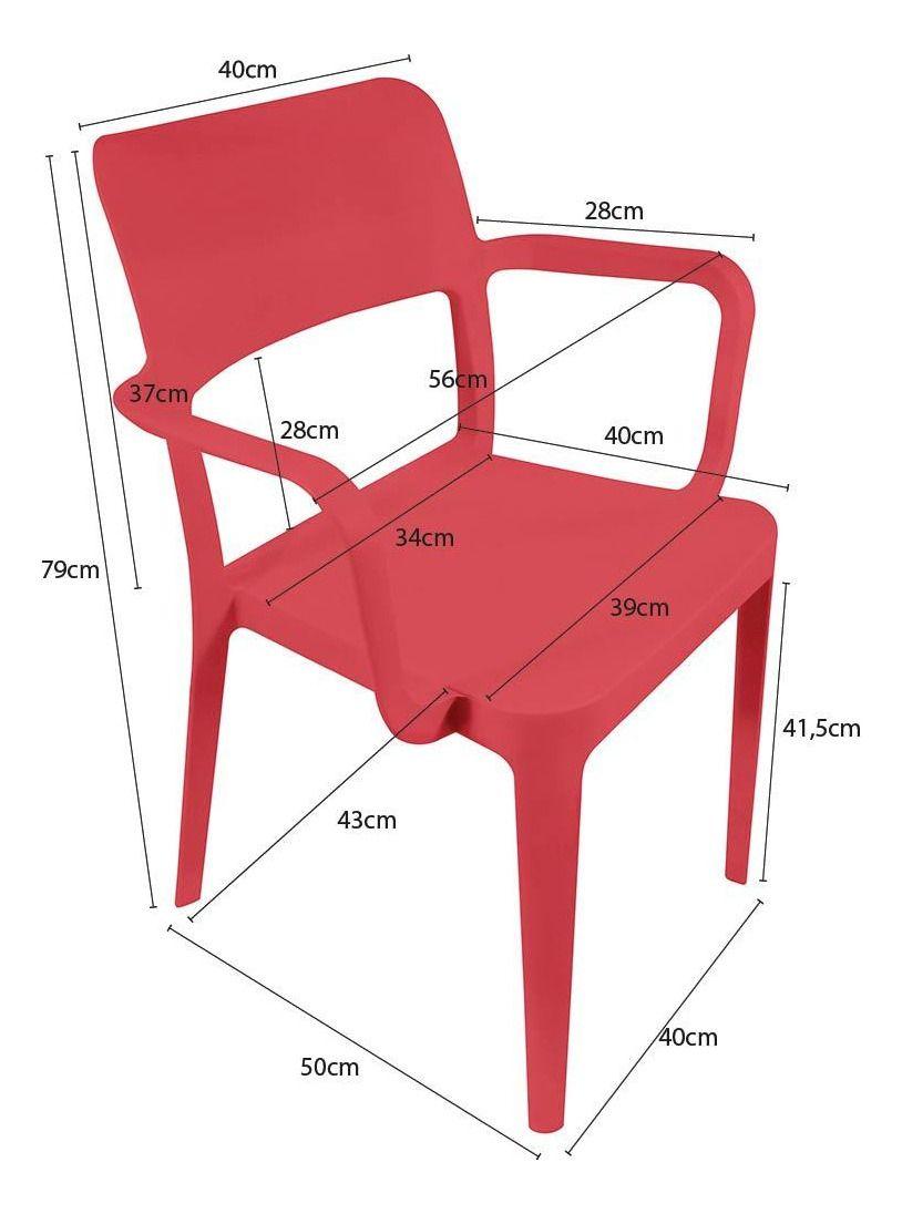 Silla Plástica Con Apoya Brazos Minimal Roja Dvp-1