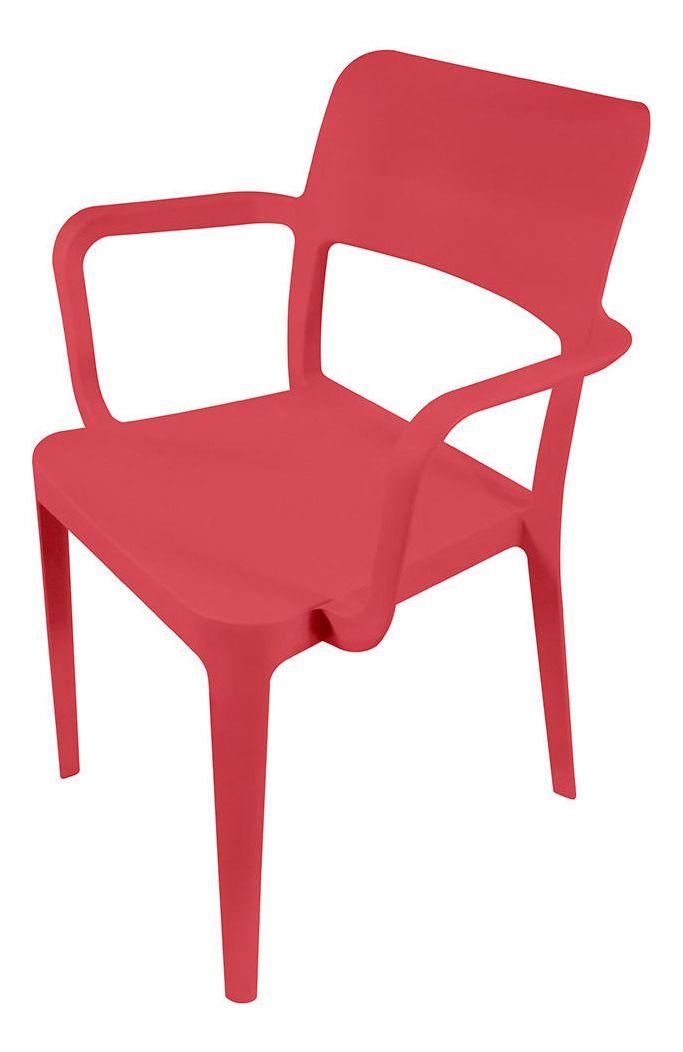 Silla Plástica Con Apoya Brazos Minimal Roja Dvp-2