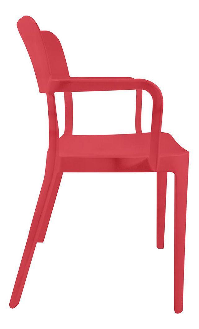 Silla Plástica Con Apoya Brazos Minimal Roja Dvp-3