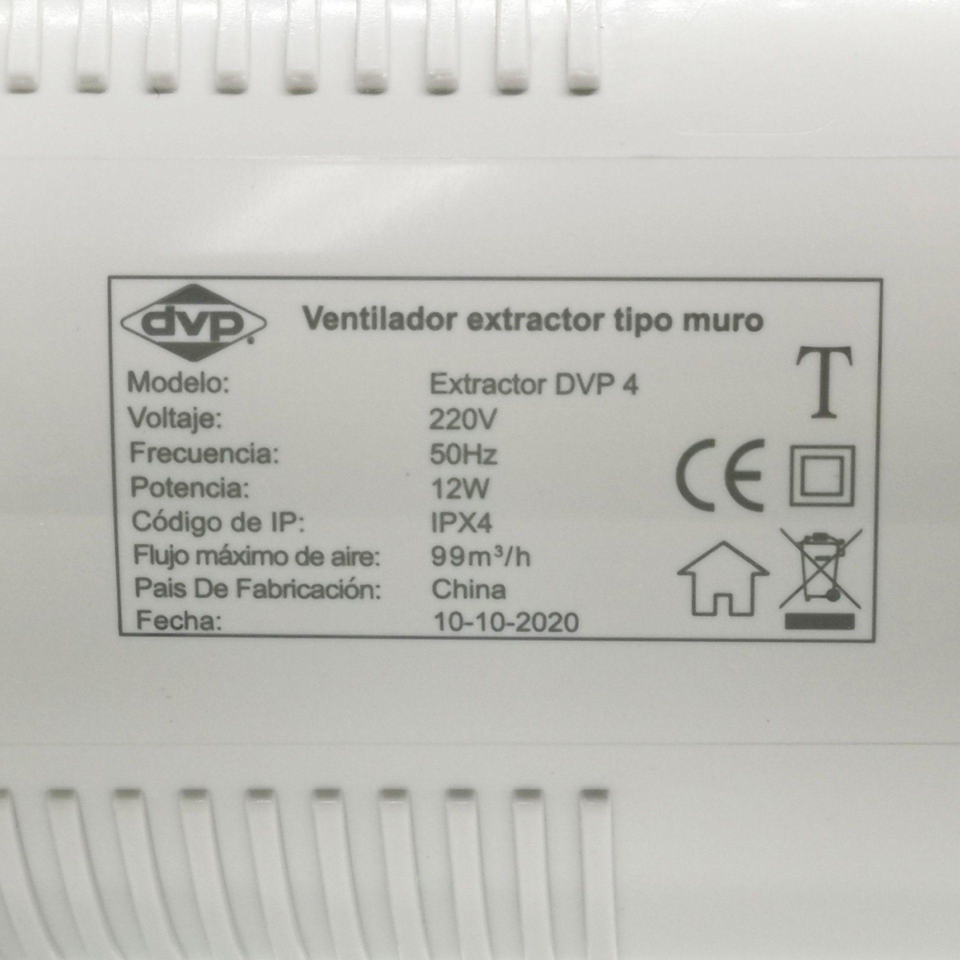 Extractor Aire Para Pared 4 Pulgadas 99 M3/h 12w Dvp-3