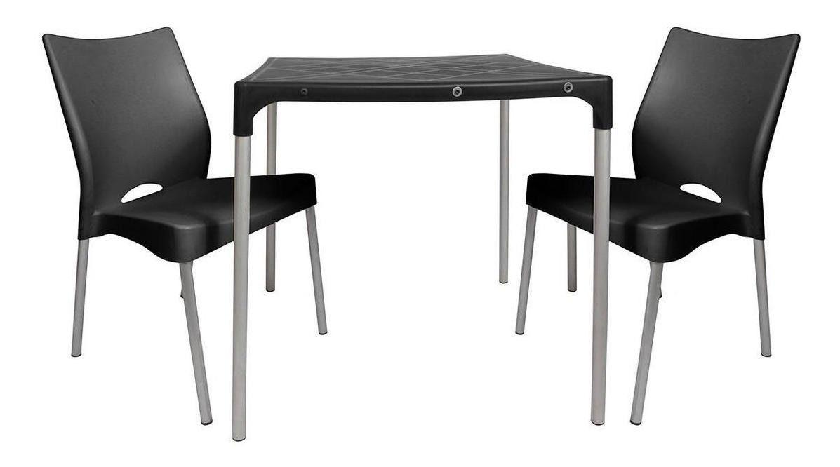 Mesa Plástica Exterior 75x70x70cm Negra Dvp Color Negro-2