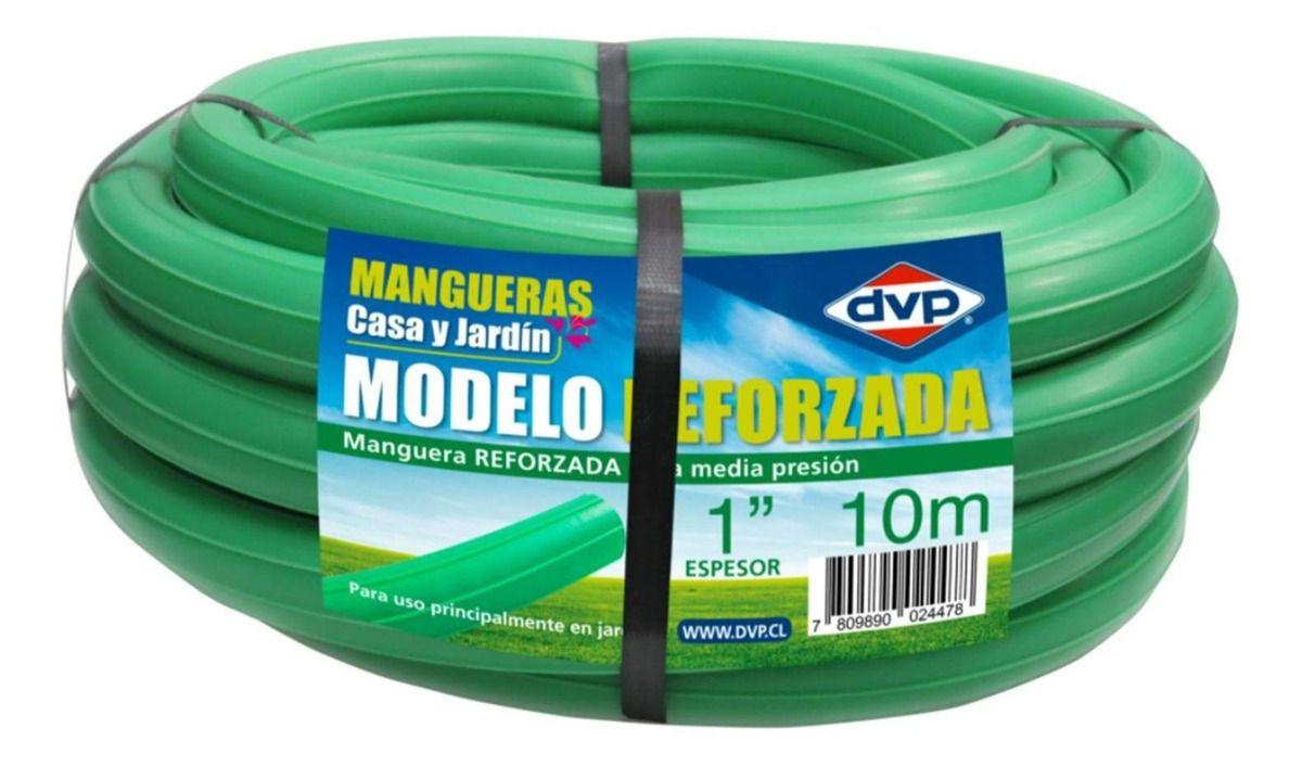 Manguera Pvc Reforzada 10mts 1 Pulgada Dvp Color Verde-0