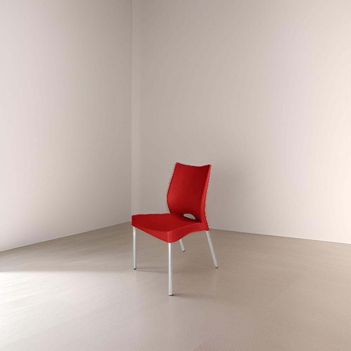 Silla Plástica Roja Con Patas Metálicas Y Filtro Uv Dvp-0