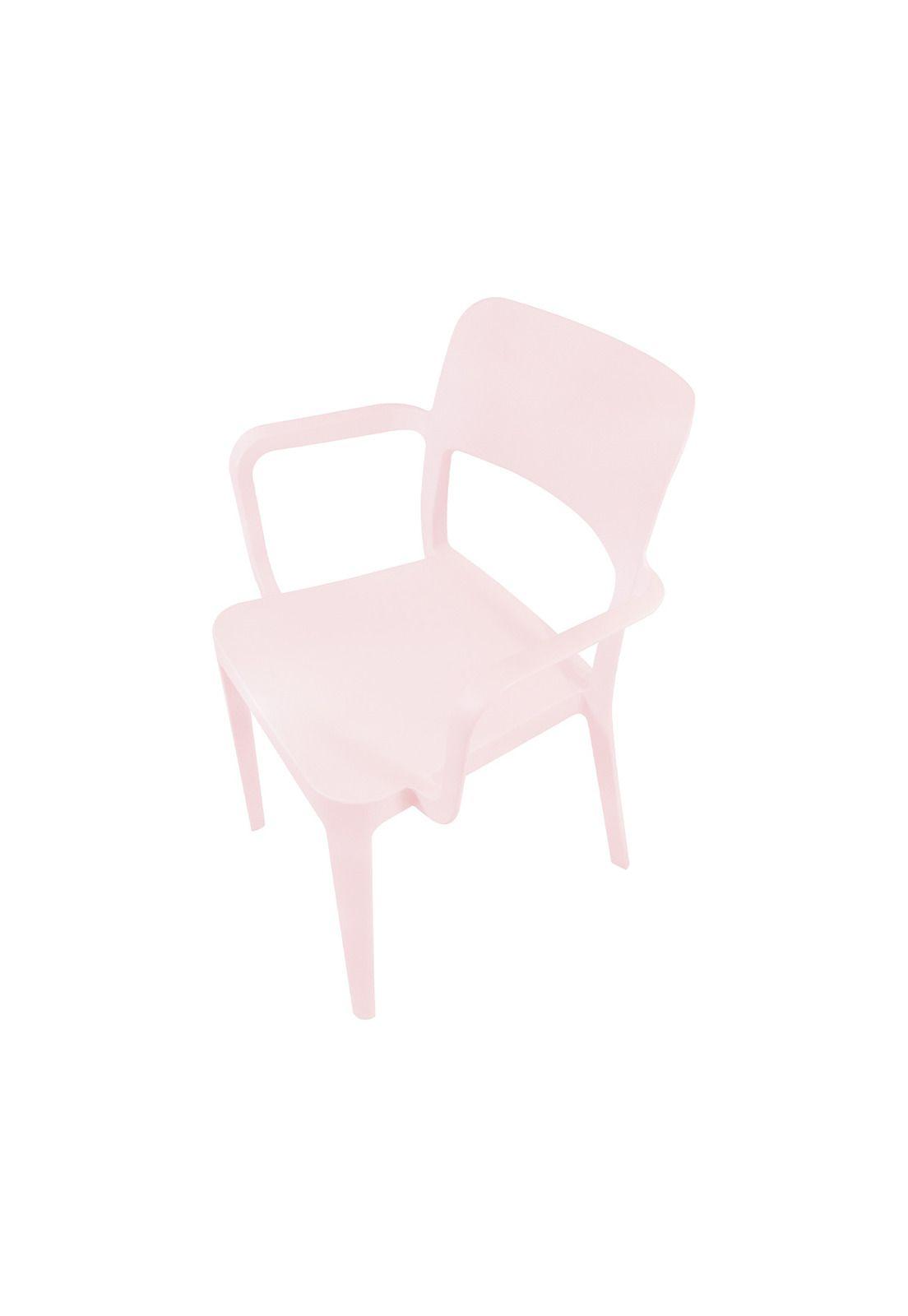 Silla Plástica Con Apoya Brazos Minimal Rosa Dvp-4