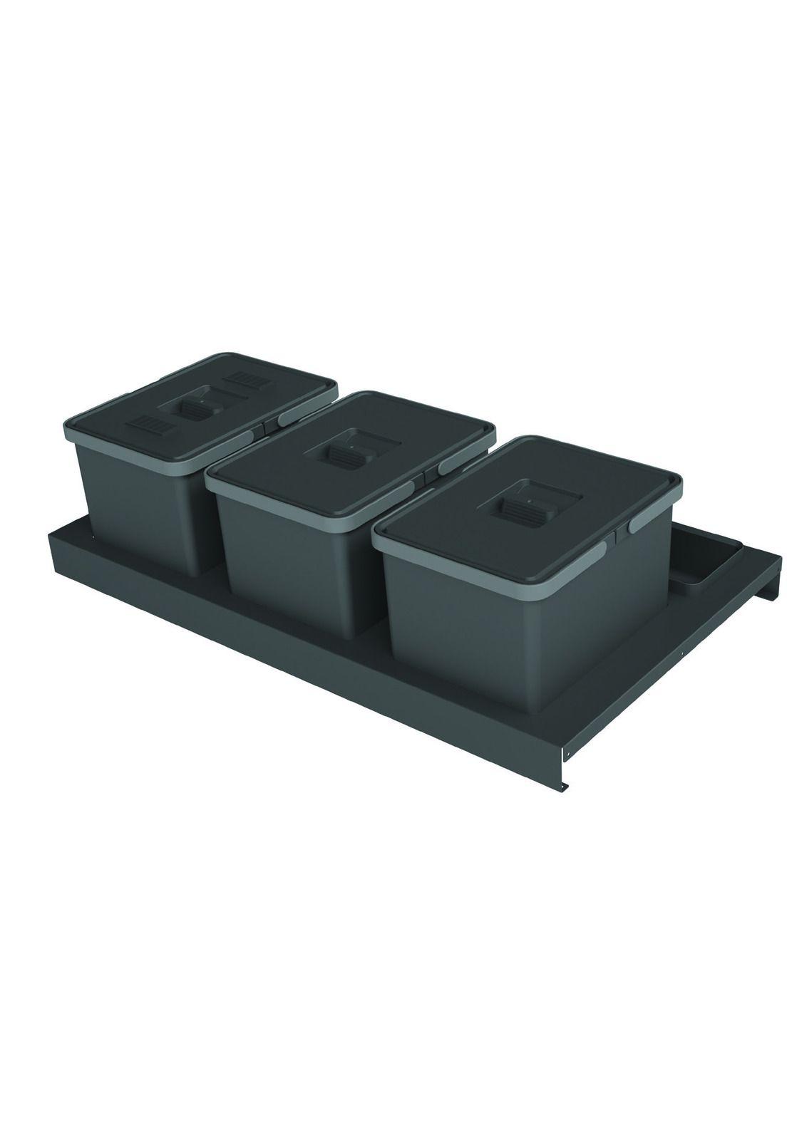 Basurero Triple para Cajón Grass Scala 90cm Gris Grafito DVP-0