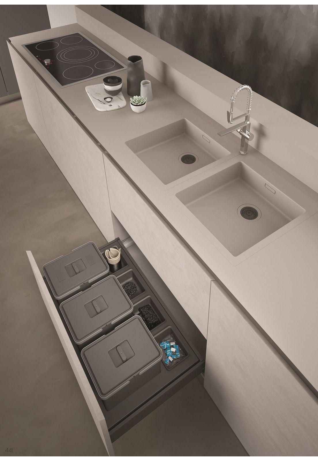 Basurero Triple para Cajón Grass Scala 90cm Gris Grafito DVP-1