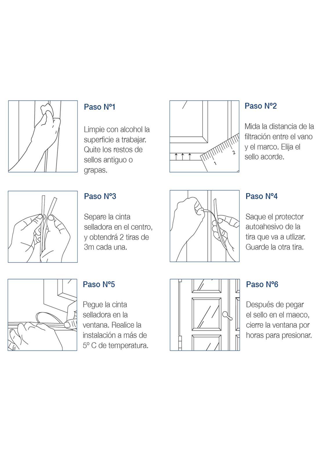 Cinta Aislante Adhesiva E Puerta Ventana 6mts Blanco DVP-2