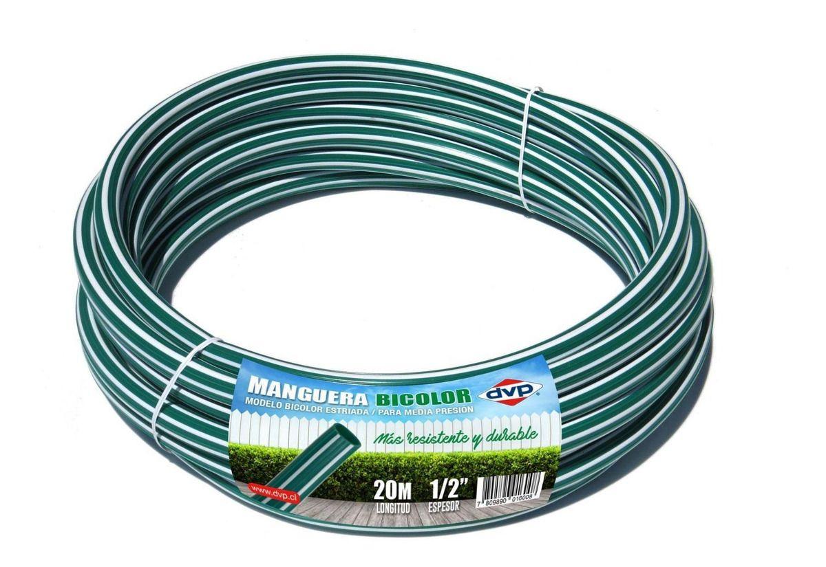 Manguera Pvc Bicolor Estriada 20mts 1/2 Pulgadas Dvp Color Verde-0
