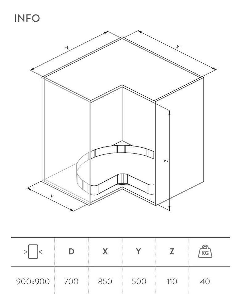 Rotonda Esquina Para Muebles De 90x90cm Proline Grafito Dvp-2