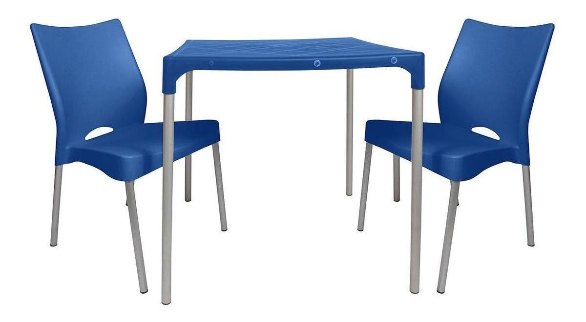 Mesa Plástica Exterior 75x70x70cm Azul Dvp-2