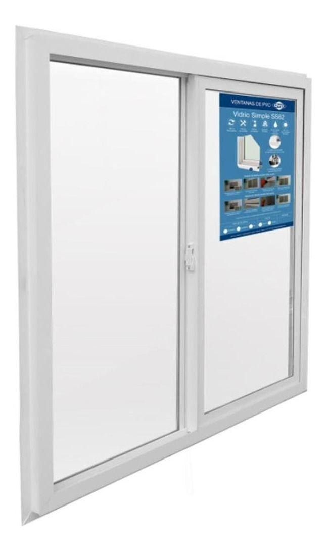 Ventana Vidrio Simple Pvc Corredera Blanca 100x100cm Dvp Color Blanco-1