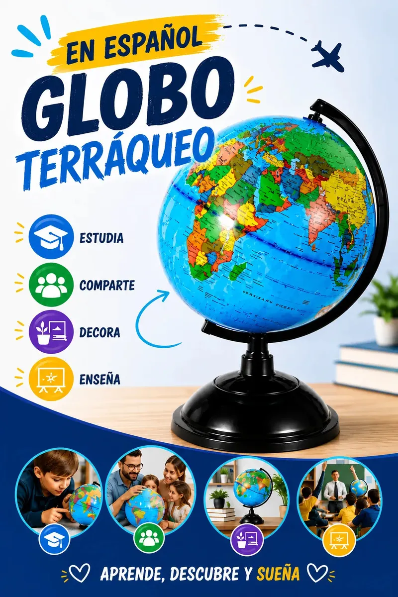 Globo Terraqueo 30 Cm Alto Mapa Mundi En Espa ol-2