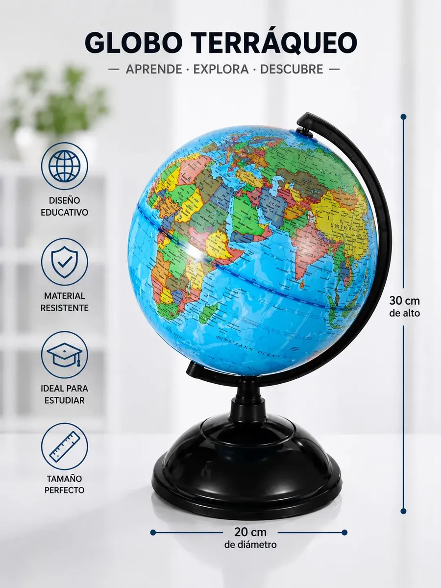 Globo Terraqueo 30 Cm Alto Mapa Mundi En Espa ol-4