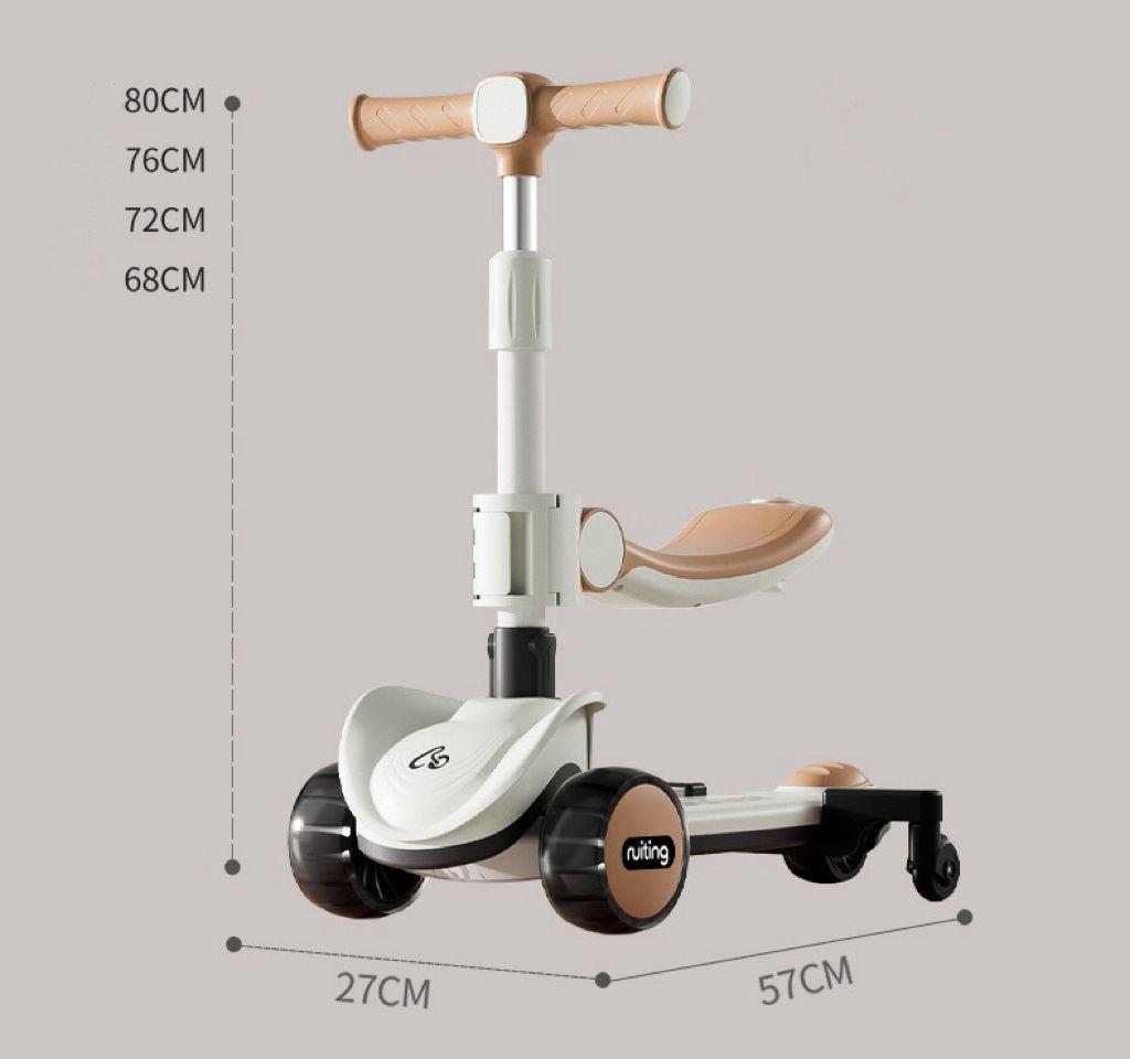 Scooter Monopatin con asiento y Luz Musica 2 EN 1-2