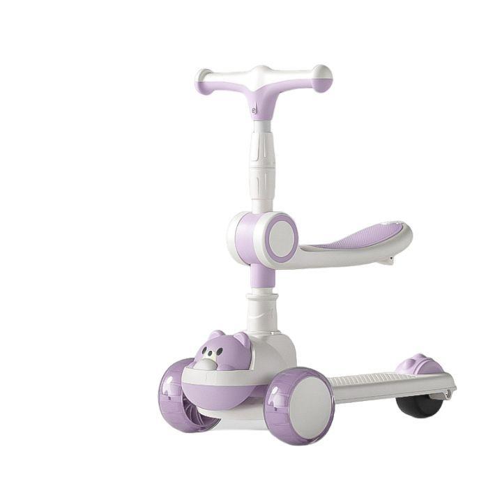 Scooter Monopatin Plegable Osito Con Musica Y Luz Mas Asiento-0