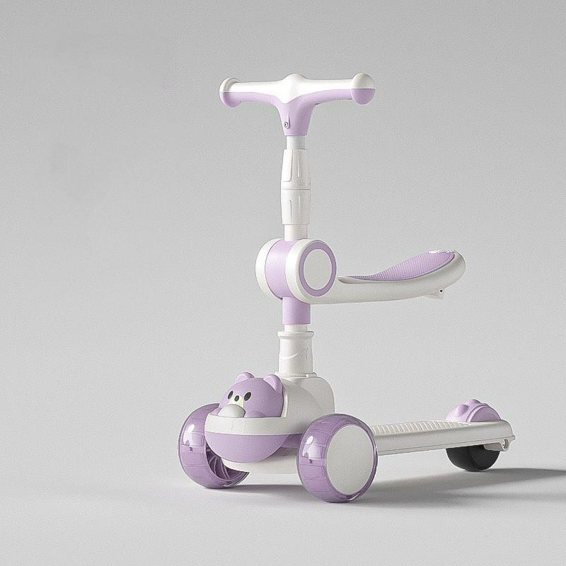 Scooter Monopatin Plegable Osito Con Musica Y Luz Mas Asiento-1