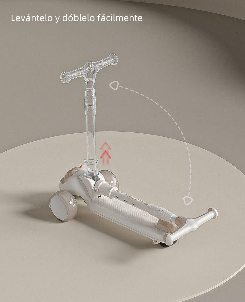 Scooter Monopatin Plegable Osito Con Musica Y Luz Mas Asiento-3