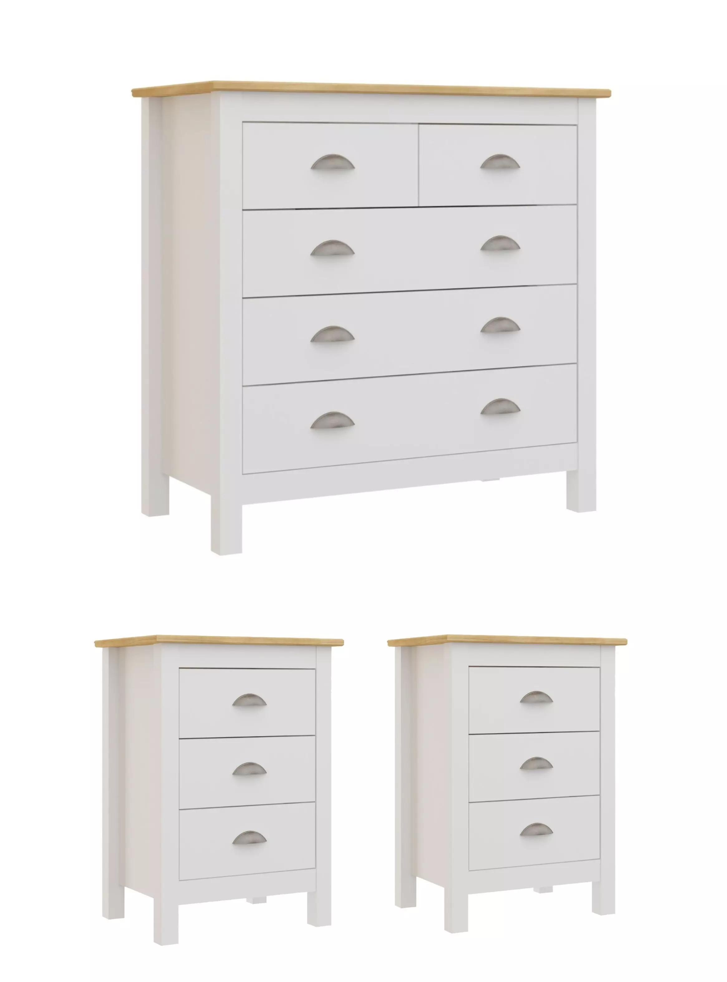 Set Cómoda y 2 Veladores Madera Belle Blanco  -0