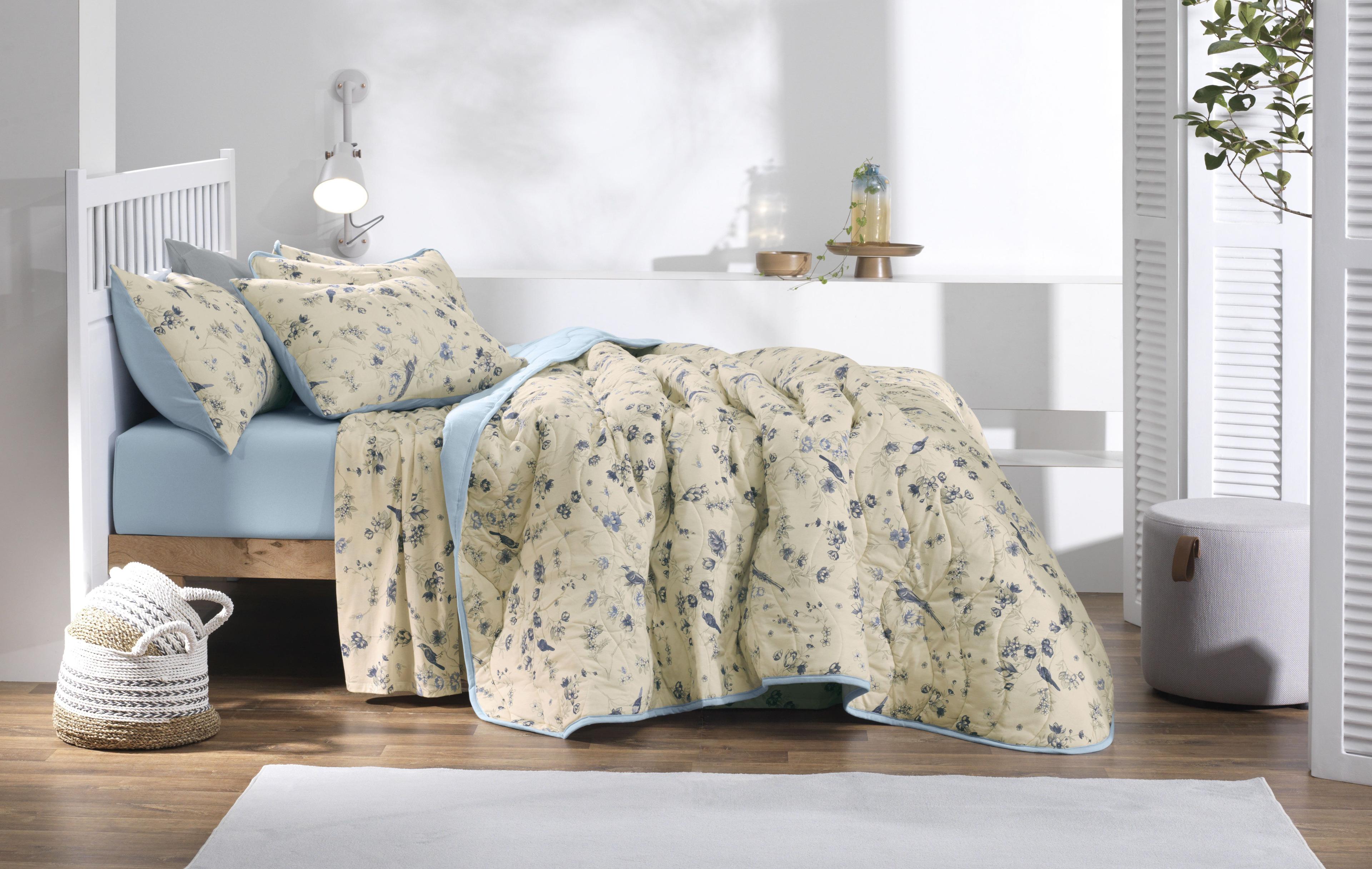 Cubrecama Malha in Cotton 2 Plazas Botanical Blue D2 -4