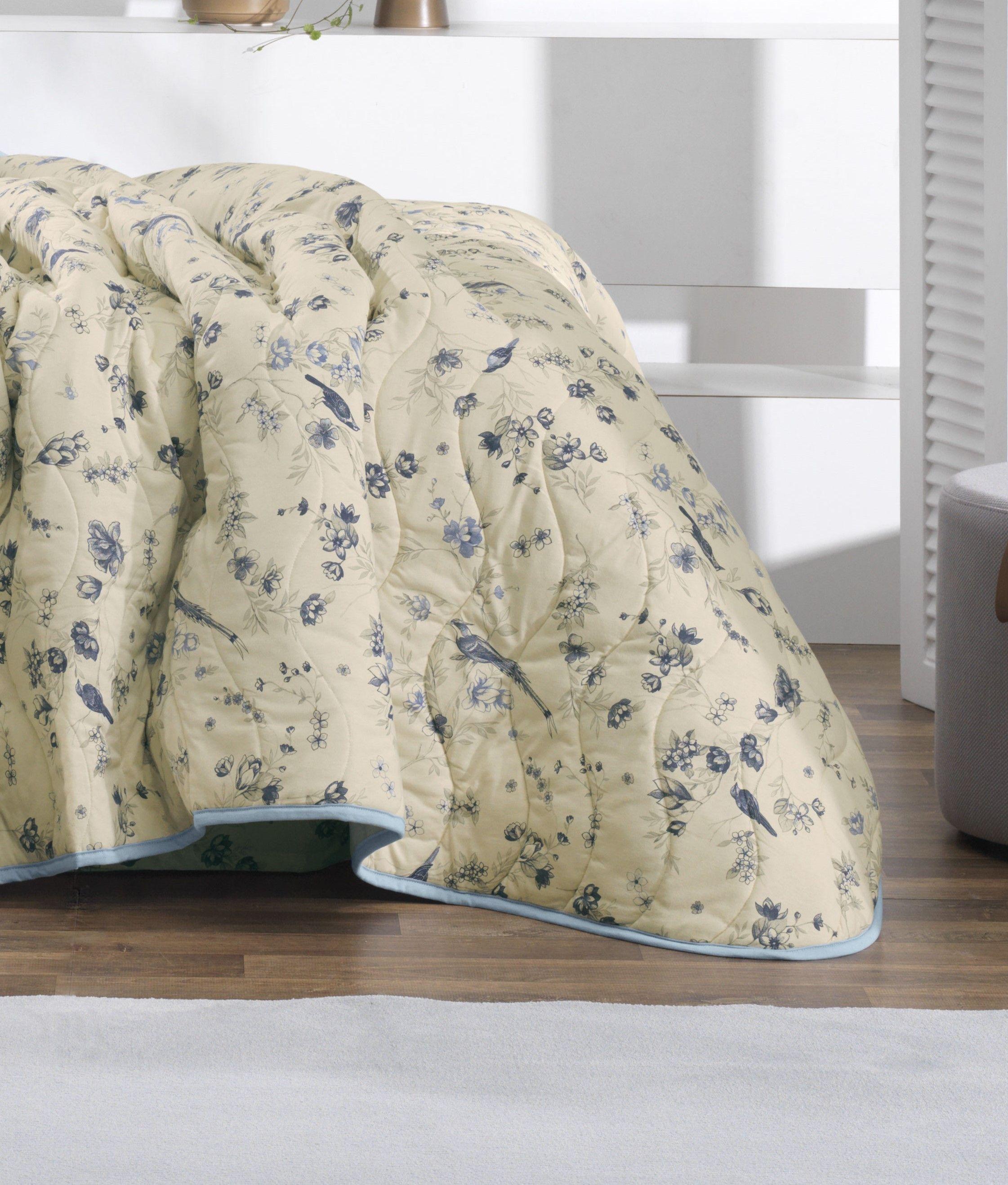Cubrecama Malha in Cotton 2 Plazas Botanical Blue D2 -2