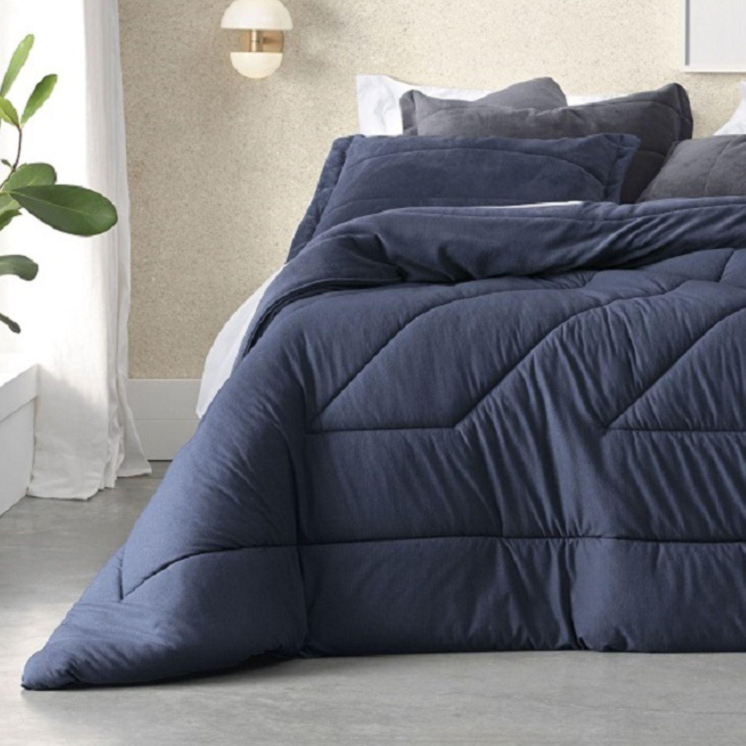 Plumón Altenburg Blend Malha Tweed Azul Chevron 2 Plazas-0